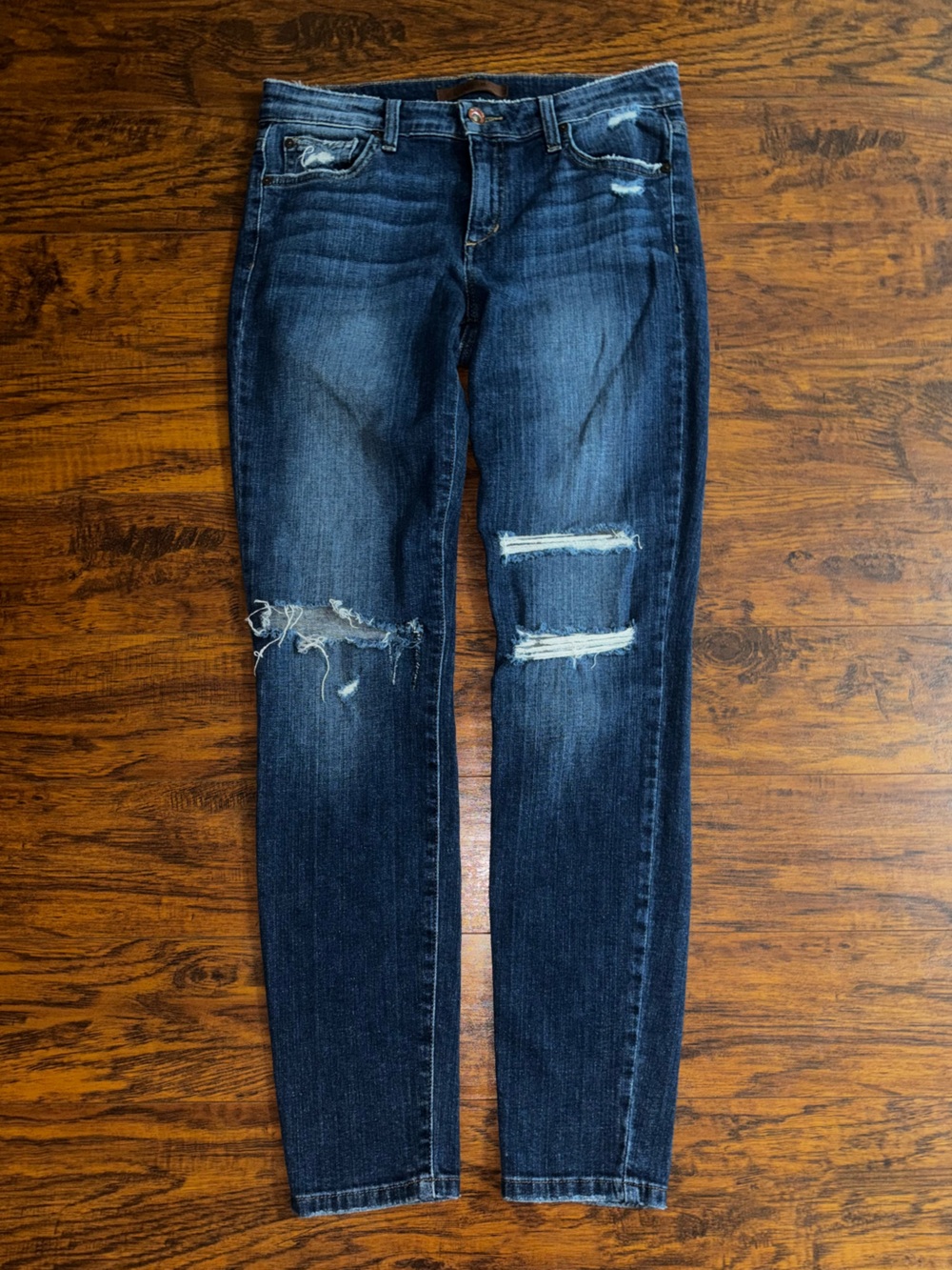 Joe’s Jeans Addison Distressed Skinny Dark Wash Denim Ripped Knee Stretch Cotton